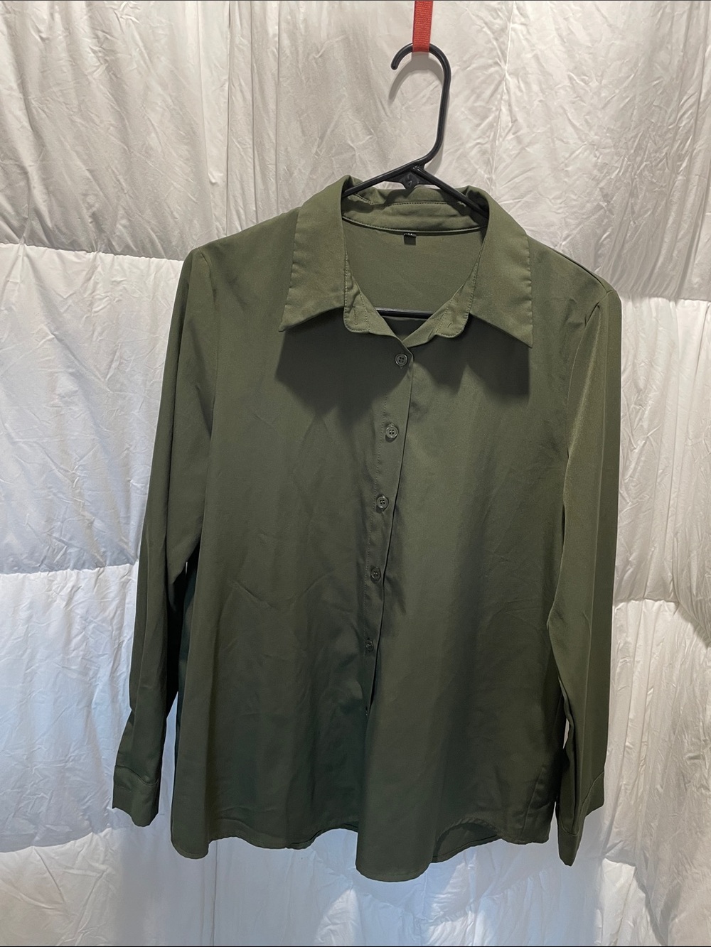 Olive Green Long-Sleeve Button-Down Shirt.  NWOT
